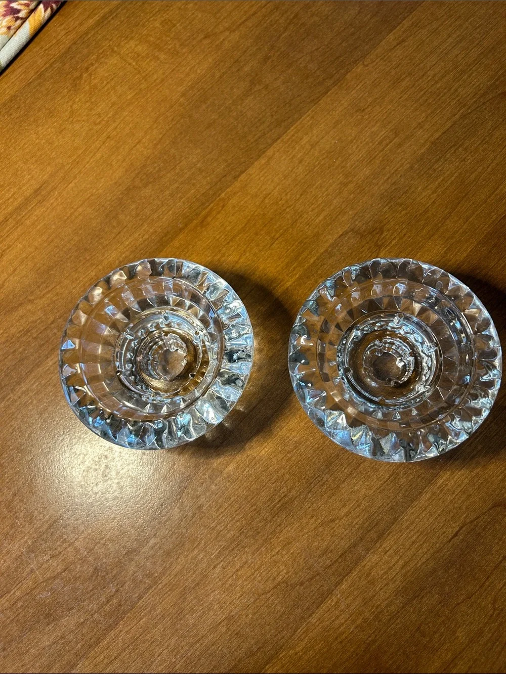 Clear Cut-Glass Candle Holders - Pair